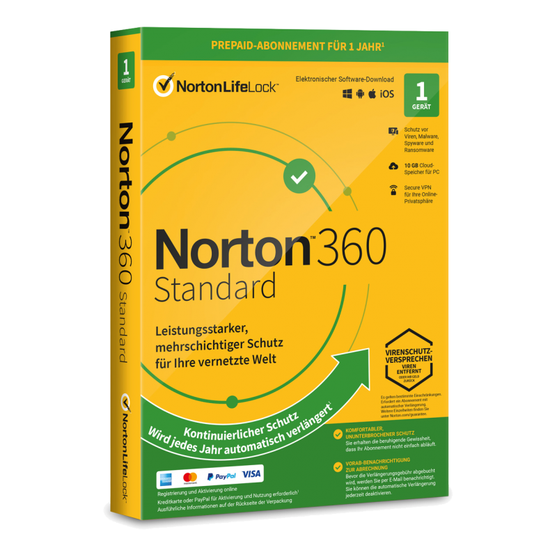 Norton 360 Standard 1 Gerät 1 Jahr + 10 GB MD (mit Abonnement) (deutsch)