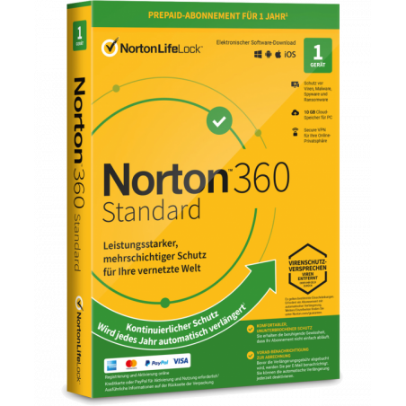 Norton 360 Standard 1 Gerät 1 Jahr + 10 GB MD (mit Abonnement) (deutsch)