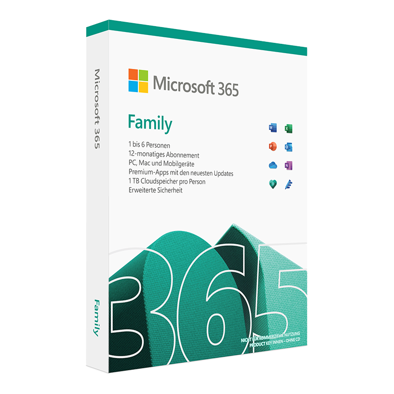 Microsoft 365 Family 1 Jahr 6 PCs/Macs + 6 Tablets (6 Personen) (6GQ-00092)