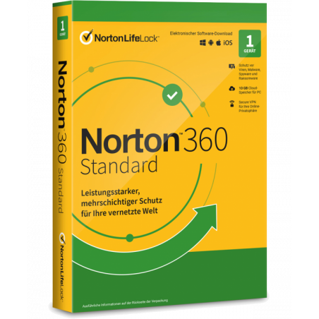 Norton 360 Standard 1 Gerät 1 Jahr + 10 GB MD (ohne Abonnement) (deutsch)
