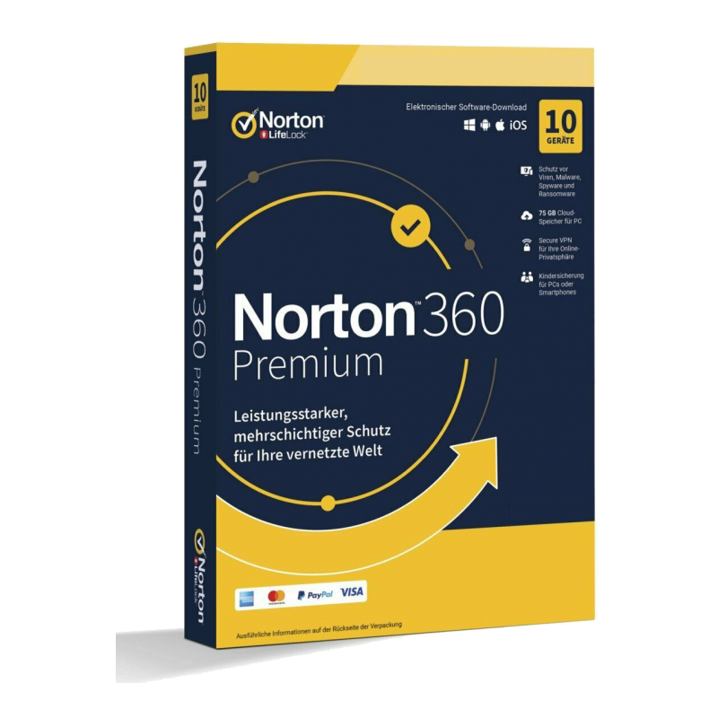 Norton 360 Premium 10 Geräte 1 Jahr + 75 GB MD (ohne Abonnement) (deutsch)