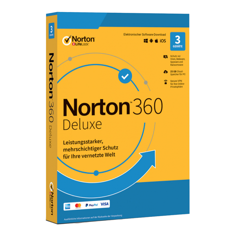 Norton 360 Deluxe 3 Geräte 1 Jahr + 25 GB MD (ohne Abonnement) (deutsch)