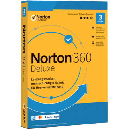 Norton 360 Deluxe 3 Geräte 1 Jahr + 25 GB MD (ohne Abonnement) (deutsch)