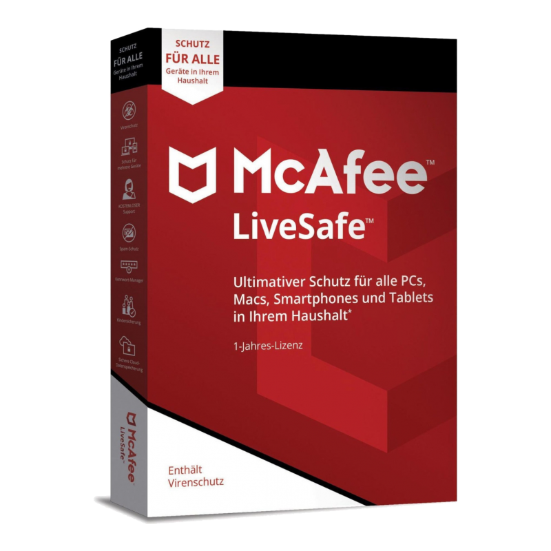 McAfee LiveSafe Unlimitiert Geräte 1 Jahr (deutsch)
