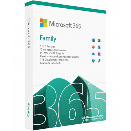 Microsoft 365 Family 1 Jahr 6 PCs/Macs + 6 Tablets (6 Personen) (EP2-36894)